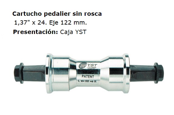 PEDALIER BICICLETA 122,5 MM. SIN ROSCA